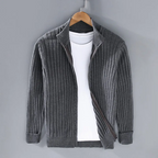 Gilet zippé côtelé col montant gris foncé pour homme