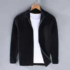 Gilet zippé côtelé col montant noir pour homme