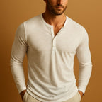 Henley à manches longues coton boutonné pour homme