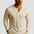 Henley à manches longues coton boutonné pour homme
