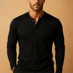 Henley à manches longues coton boutonné pour homme