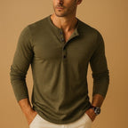 Henley à manches longues coton boutonné pour homme