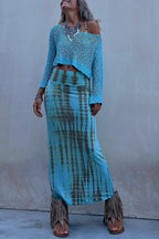 Jupe longue tie-dye taille élastique pour femme