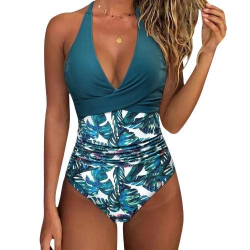 Maillot de bain col V imprimé pour femme