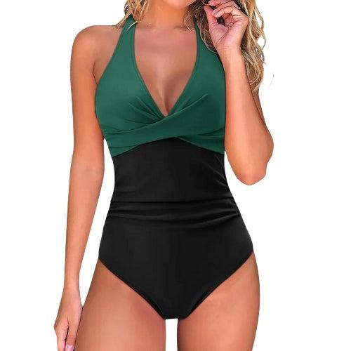 Maillot de bain col V imprimé pour femme