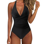Maillot de bain col V imprimé pour femme