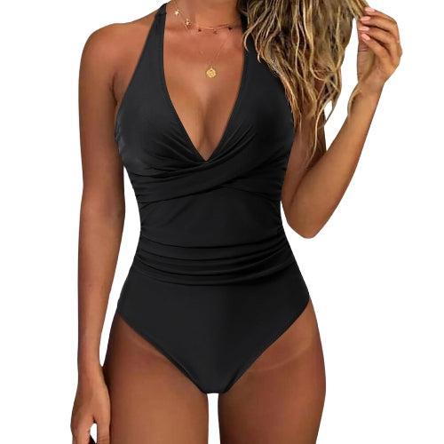 Maillot de bain col V imprimé pour femme