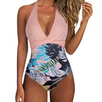 Maillot de bain col V imprimé pour femme