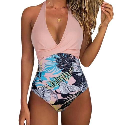 Maillot de bain col V imprimé pour femme