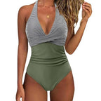 Maillot de bain col V imprimé pour femme