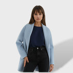 Manteau oversize col châle mi-long pour femme