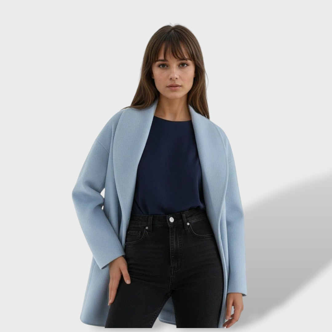 Manteau oversize col châle mi-long pour femme