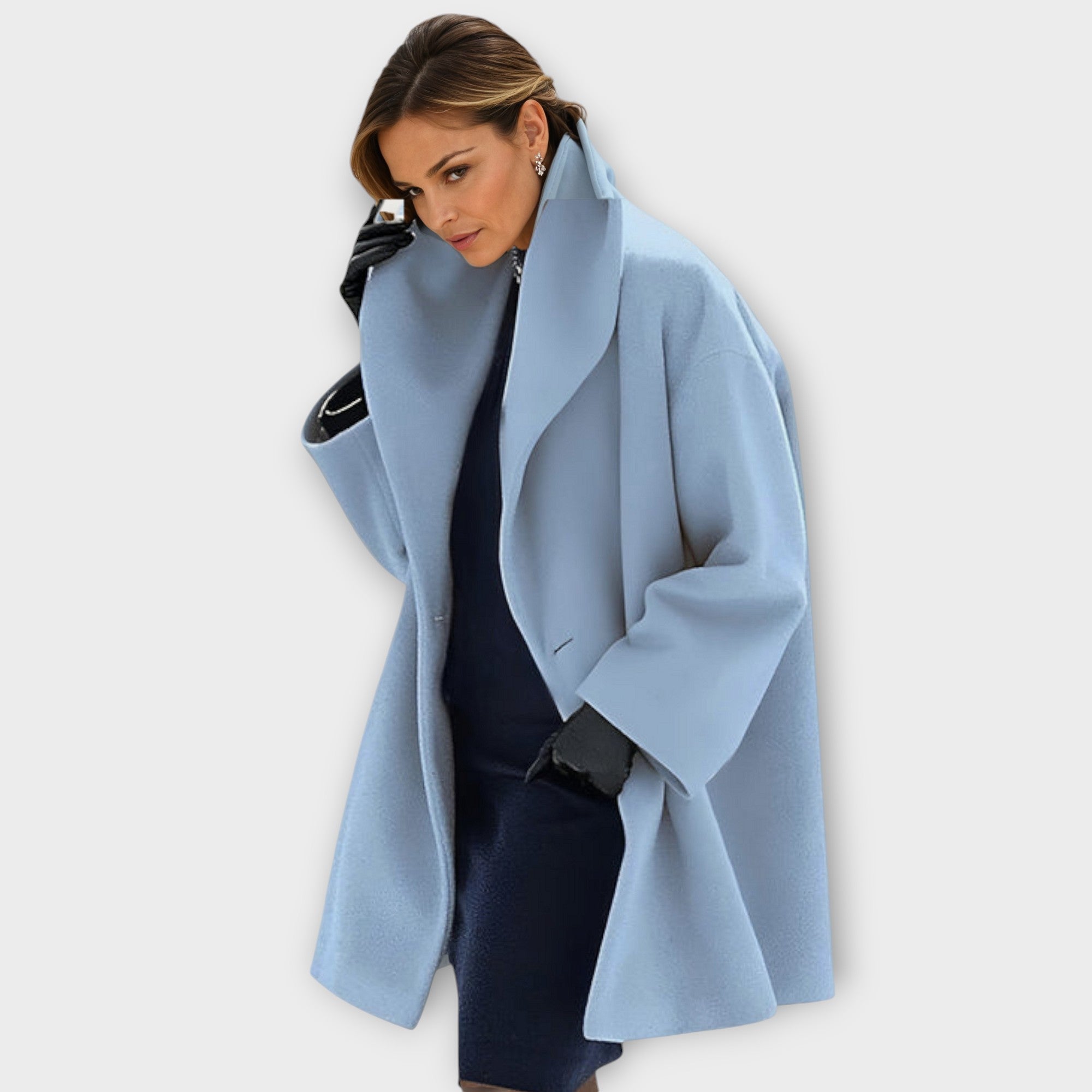 Manteau oversize col châle mi-long pour femme – vue 2
