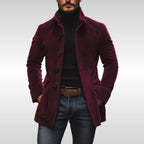 Manteau col montant boutonné coupe ajustée bordeaux pour homme