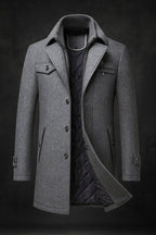 Manteau col montant doublure matelassée boutonné gris pour homme