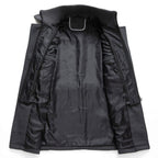 Manteau double couche col montant poches boutonnées pour homme