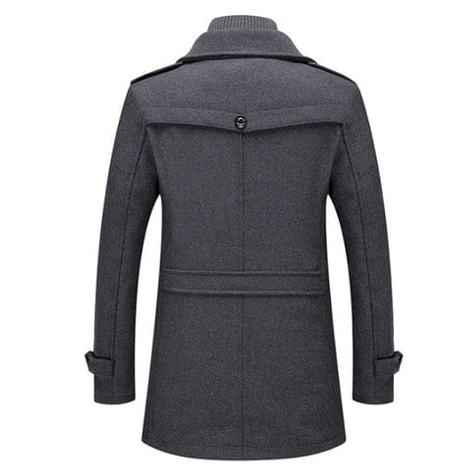 Manteau double couche col montant poches boutonnées pour homme – vue 2