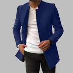 Manteau droit col tailleur ouvert bleu pour homme