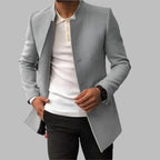 Manteau droit col tailleur ouvert gris pour homme