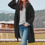 Manteau long à capuche texture bouclée noir pour femme
