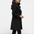 Manteau long ajusté à col châle pour femme