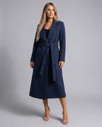 Manteau long ceinturé à revers structurés pour femme – vue 3