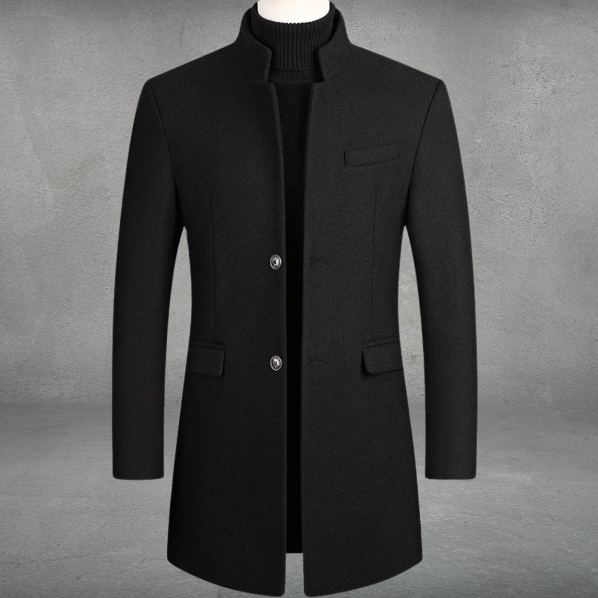 Manteau long col montant coupe ajustée pour homme