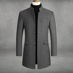Manteau long col montant coupe ajustée gris pour homme