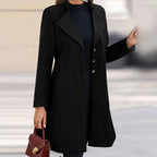 Manteau long col tailleur à boutons pour femme – vue 4
