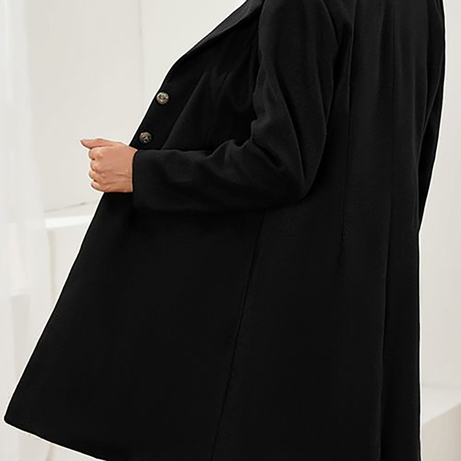 Manteau long col tailleur à boutons pour femme – vue 5