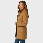 Manteau structuré col montant à boutons pour femme