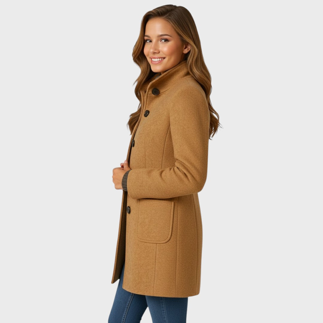 Manteau structuré col montant à boutons pour femme