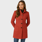 Manteau structuré col montant à boutons rouge pour femme