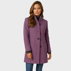 Manteau structuré col montant à boutons violet pour femme