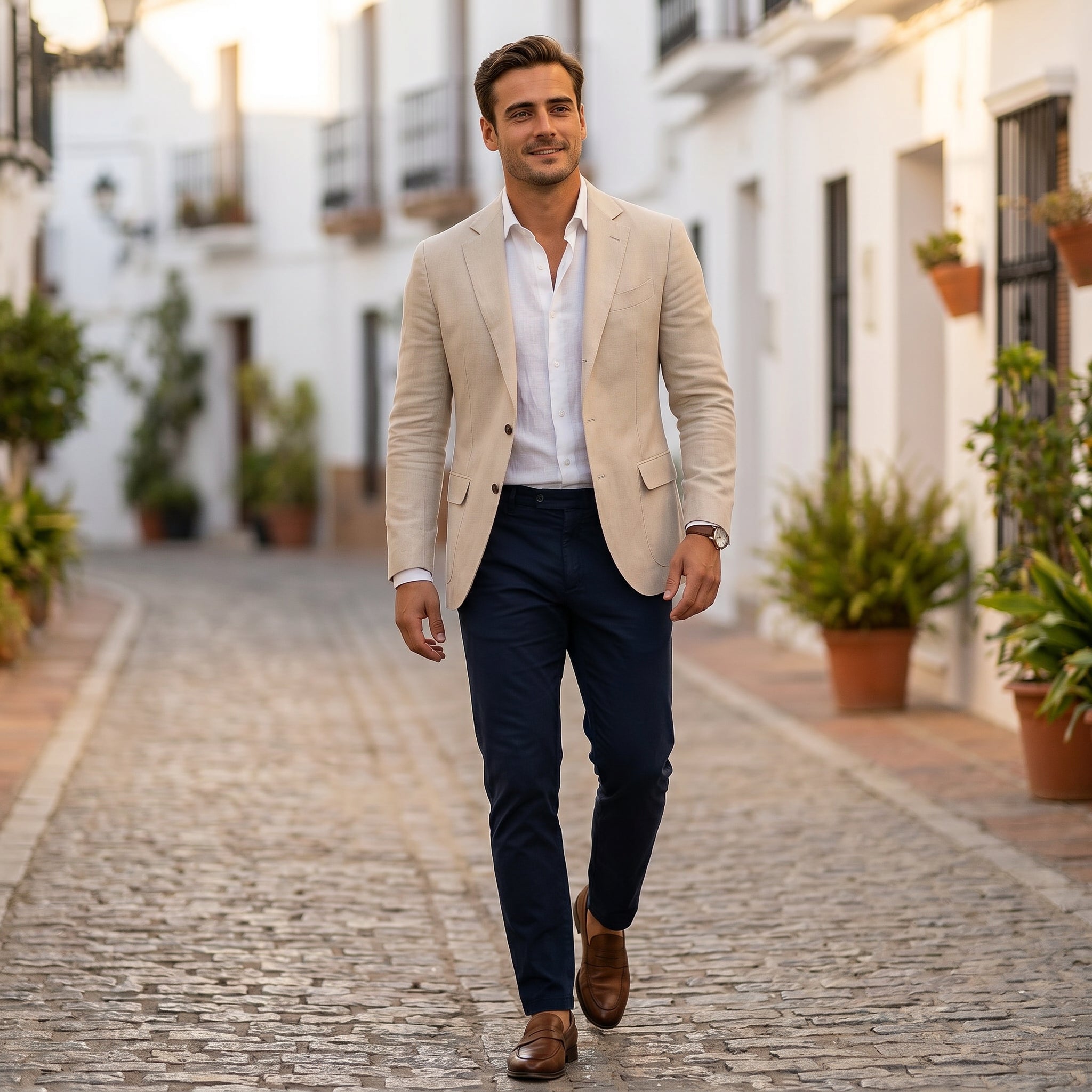Blazer ajusté lin léger homme vue de face