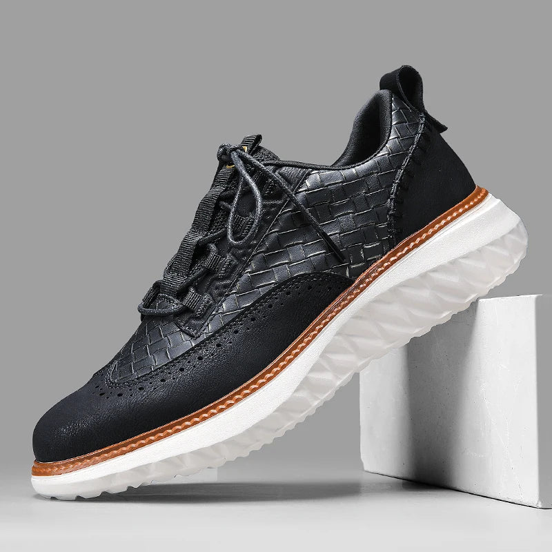 Baskets cuir tressé profil gauche