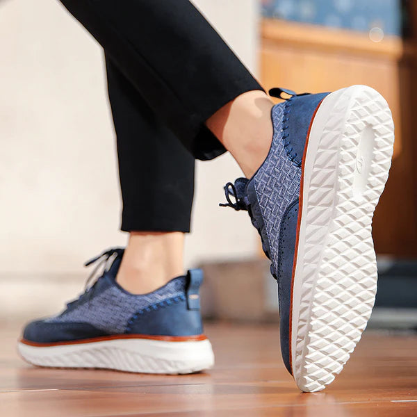 Baskets cuir tressé portée décontractée