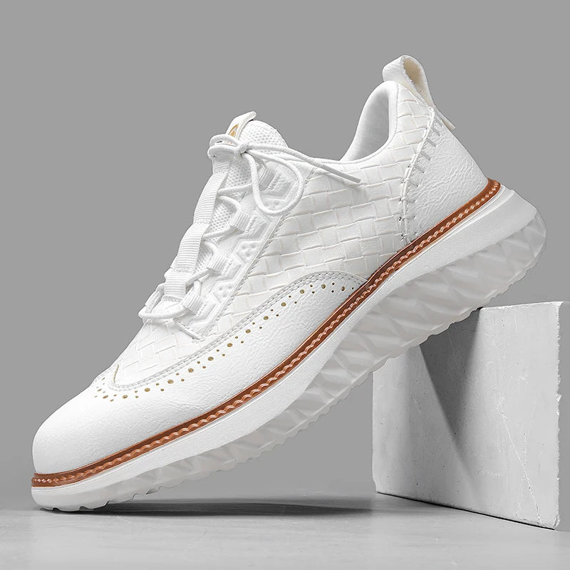 Baskets cuir tressé profil droit