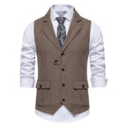 Gilet tweed chevron double boutonnage vue frontale