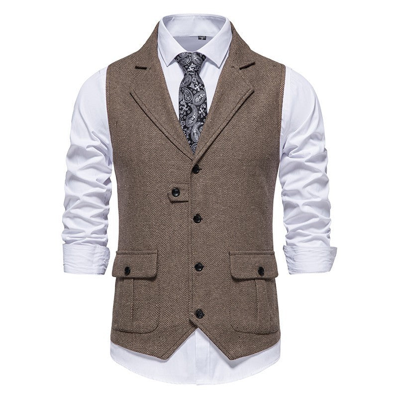 Gilet tweed chevron double boutonnage vue frontale