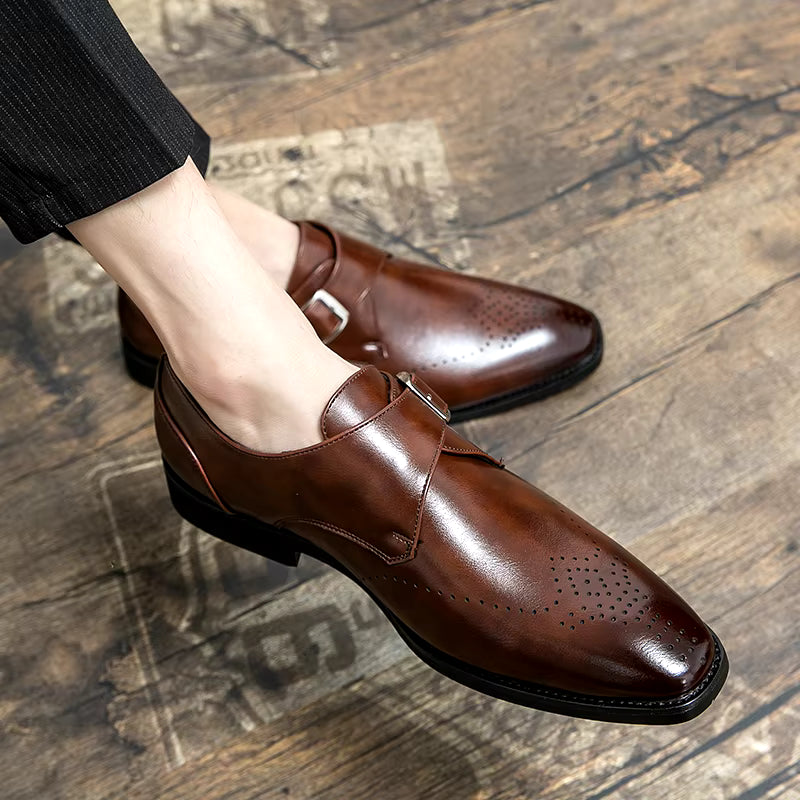Richelieu monk-strap posé à plat, vue de dessus