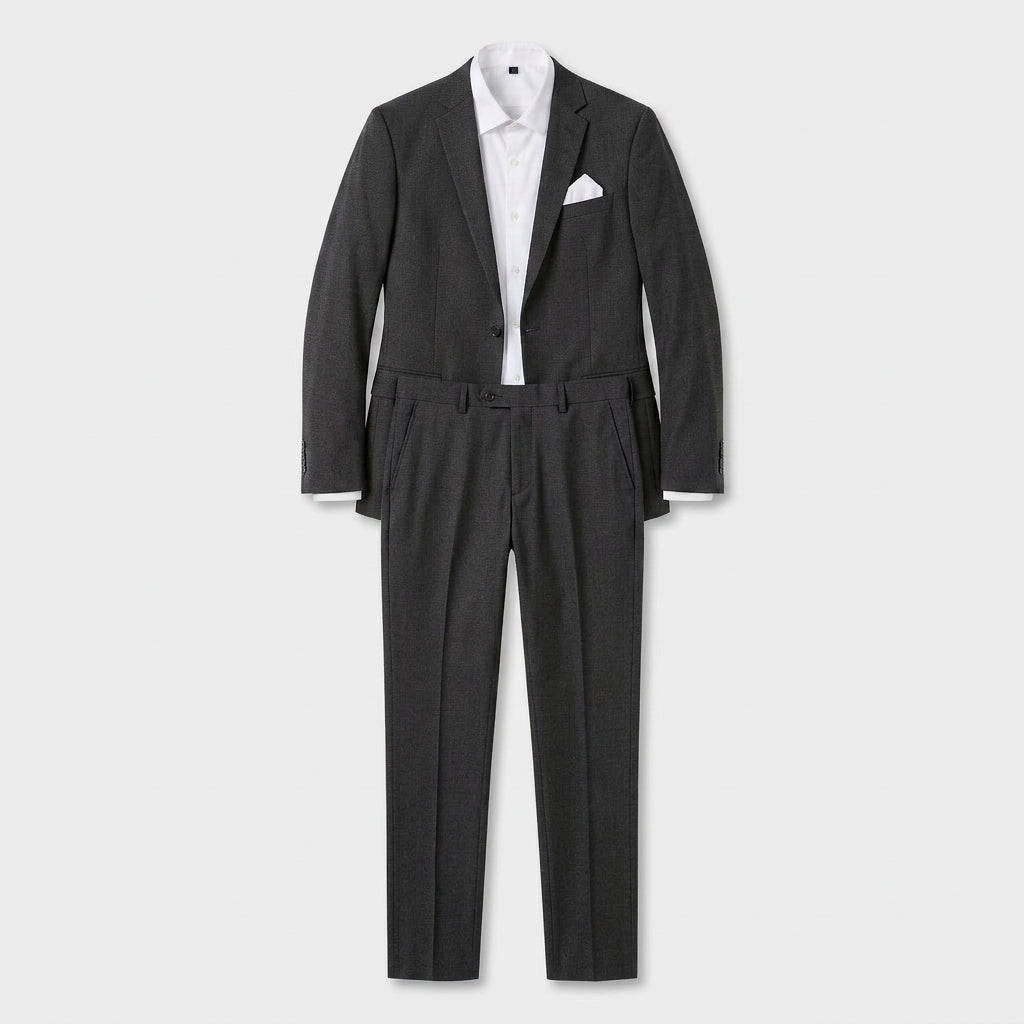 Costume slim gris charbon vue de profil gauche