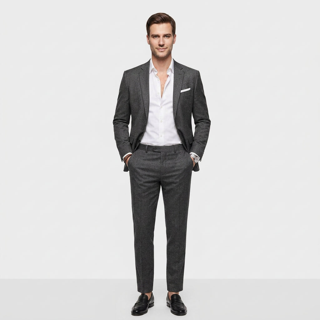 Costume deux pièces slim gris charbon vue de face