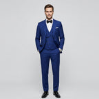 Costume trois pièces bleu roi complet vue de face