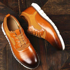 Chaussure droite en cuir lisse, vue de profil droit