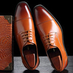 Chaussures oxford homme en cuir marron clair à lacets et bout fleuri