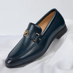 Mocassins à boucle détail métallique doré bleu marine pour homme