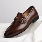 Mocassins à boucle détail métallique doré marron pour homme
