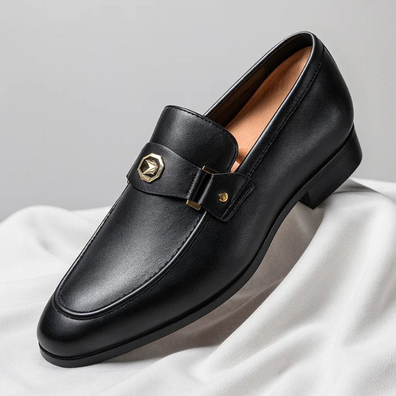 Mocassins à boucle détail métallique doré noir pour homme