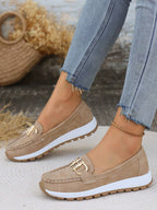 Mocassins compensés à boucle dorée pour femme – vue 5